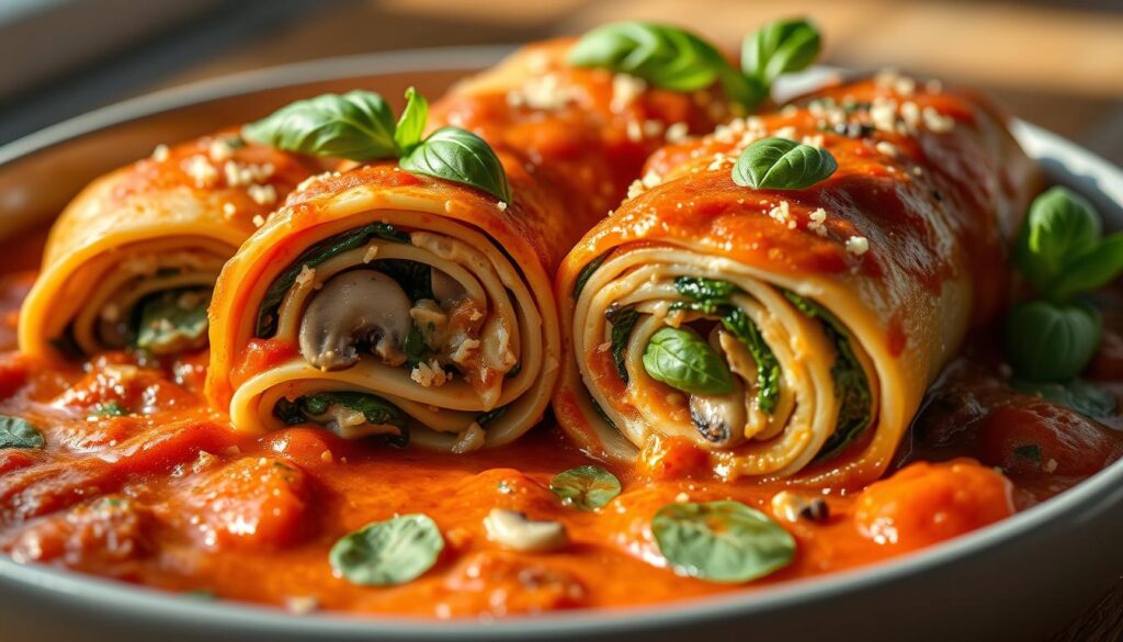 Mushroom Lasagna Rolls