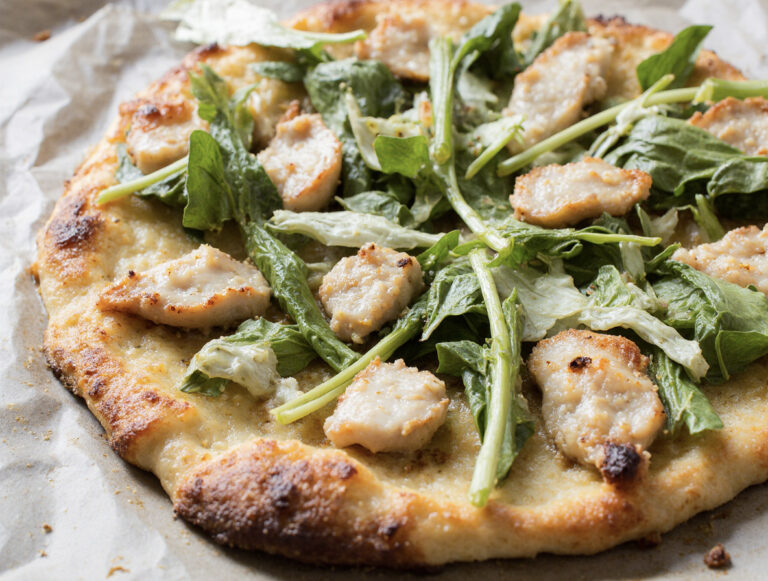 Viral Chicken Crust Caesar Salad Pizza